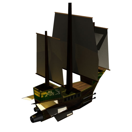 In-game model of a heavier, three-masted brigand